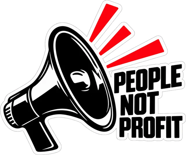 Sticker: People not profit megaphone