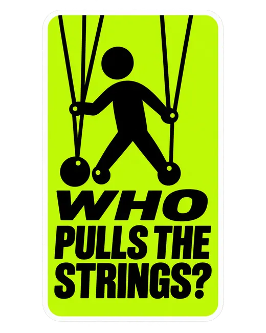 Sticker: Who pulls the strings?