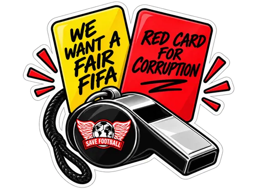 Sticker: We want a fair FIFA, red card for corruption